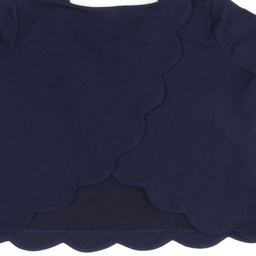 Monteau Womens Blue Polyester Basic T-Shirt Size XL V-Neck