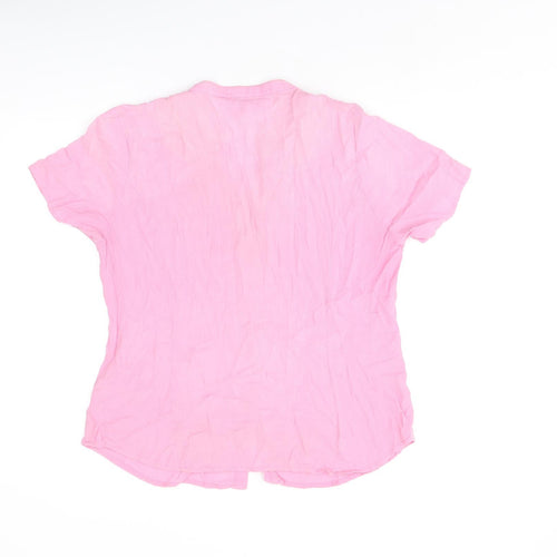 Hawkshead Womens Pink Cotton Basic Button-Up Size 14 V-Neck