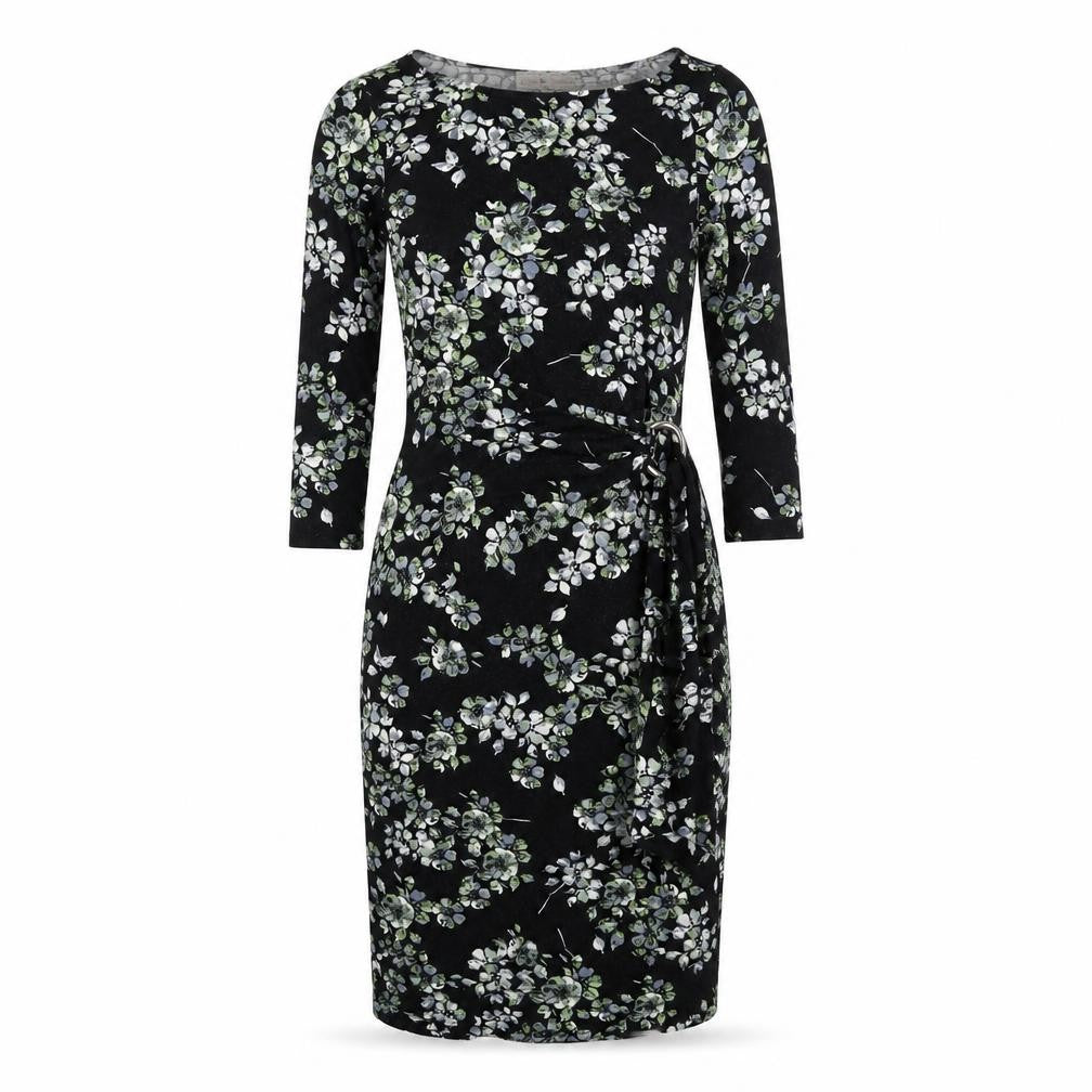 Dorothy Perkins Womens Black Floral Viscose Bodycon Size 10 Round Neck Pullover