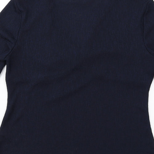 Marks and Spencer Womens Blue Polyester Basic T-Shirt Size 14 V-Neck - Twist Front