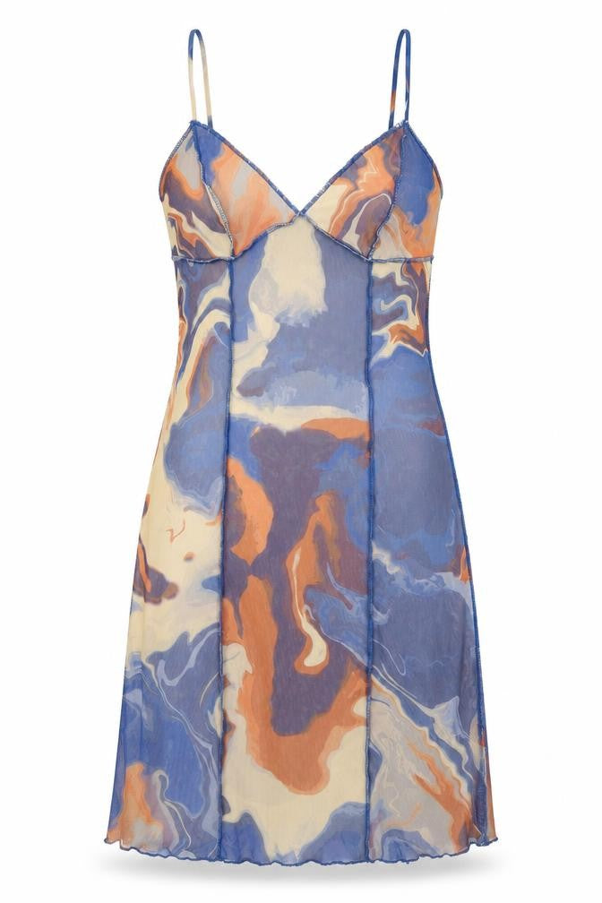 Front view of Bershka women’s multicoloured geometric polyester bodycon, size S, v-neck pullover