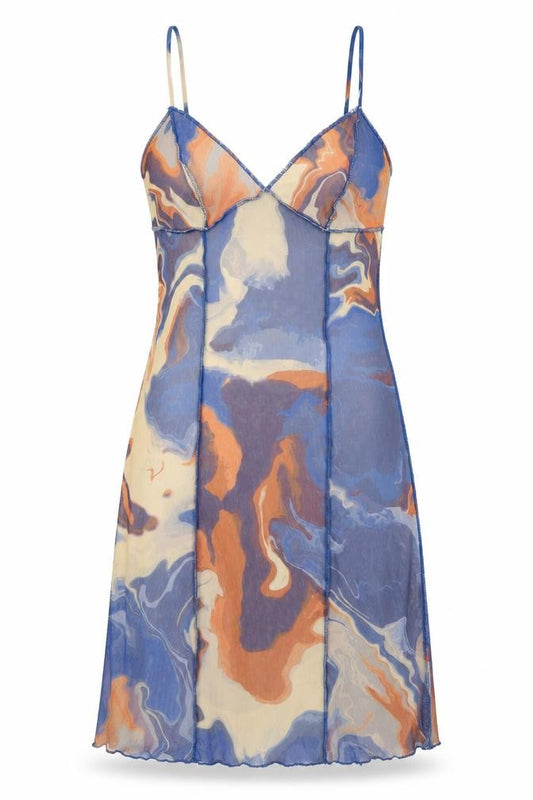 Front view of Bershka women’s multicoloured geometric polyester bodycon, size S, v-neck pullover