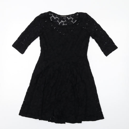 River Island Womens Black Nylon A-Line Size 10 Round Neck Pullover