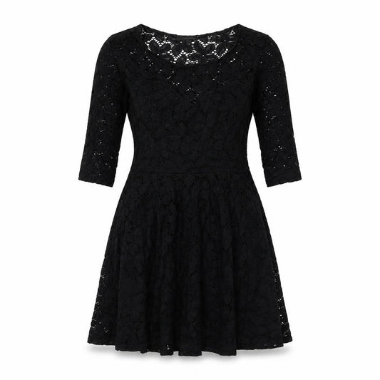 Front view of River Island women’s black nylon a-line, size UK 10, round neck pullover
