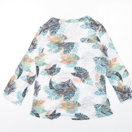 Per Una Womens Multicoloured Geometric Polyester Basic Button-Up Size 10 V-Neck