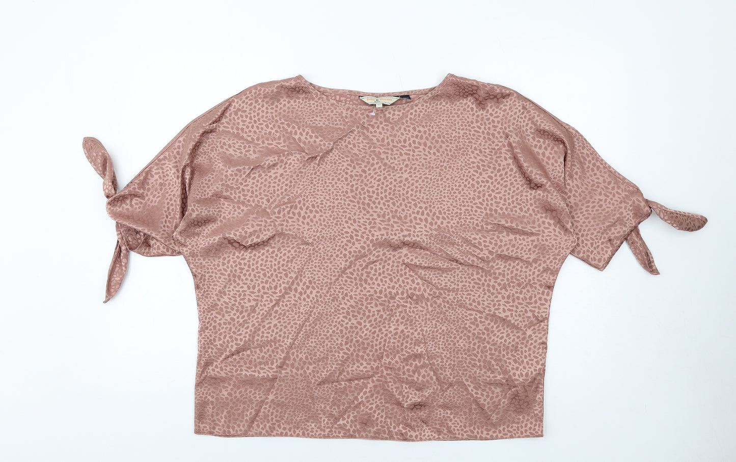 Dorothy Perkins Womens Brown Geometric Polyester Basic T-Shirt Size 14 Round Neck
