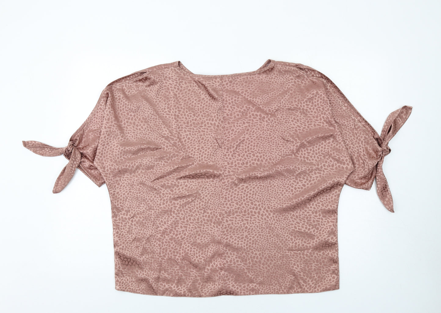 Dorothy Perkins Womens Brown Geometric Polyester Basic T-Shirt Size 14 Round Neck