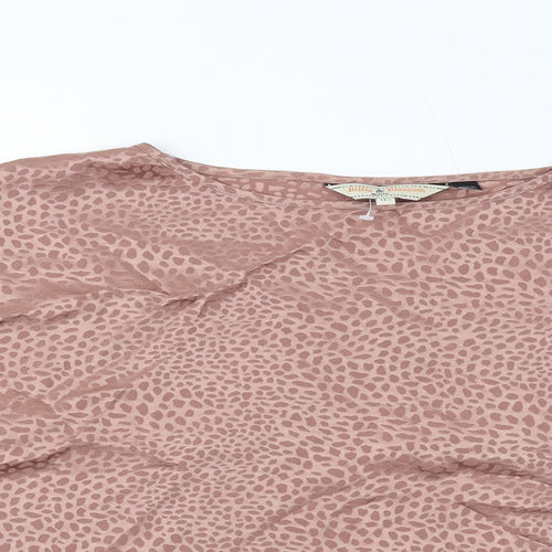 Dorothy Perkins Womens Brown Geometric Polyester Basic T-Shirt Size 14 Round Neck