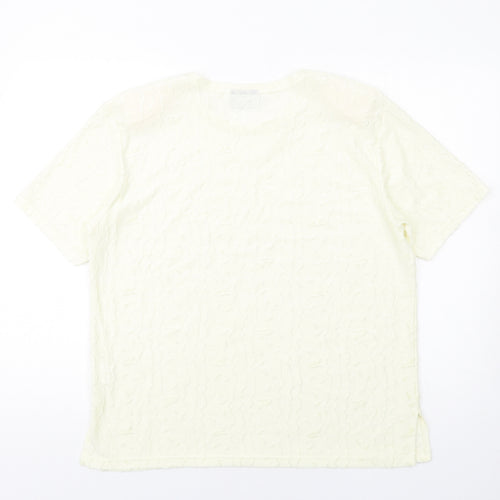 Canda Womens Ivory Polyester Basic T-Shirt Size L Round Neck