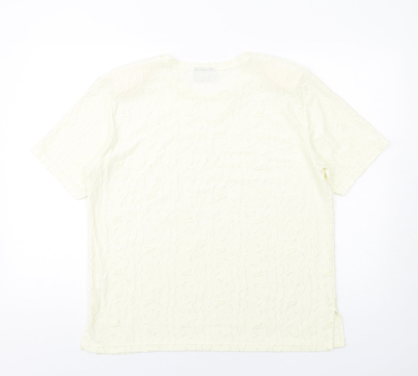 Canda Womens Ivory Polyester Basic T-Shirt Size L Round Neck