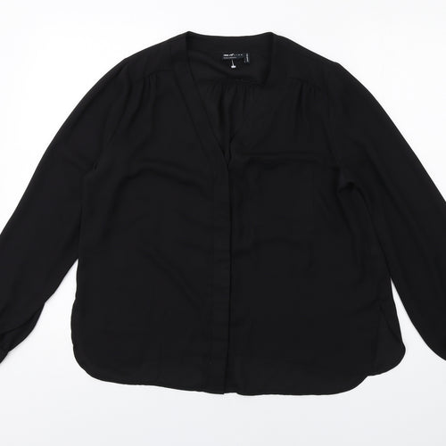 ASOS Womens Black Polyester Basic Button-Up Size 10 V-Neck