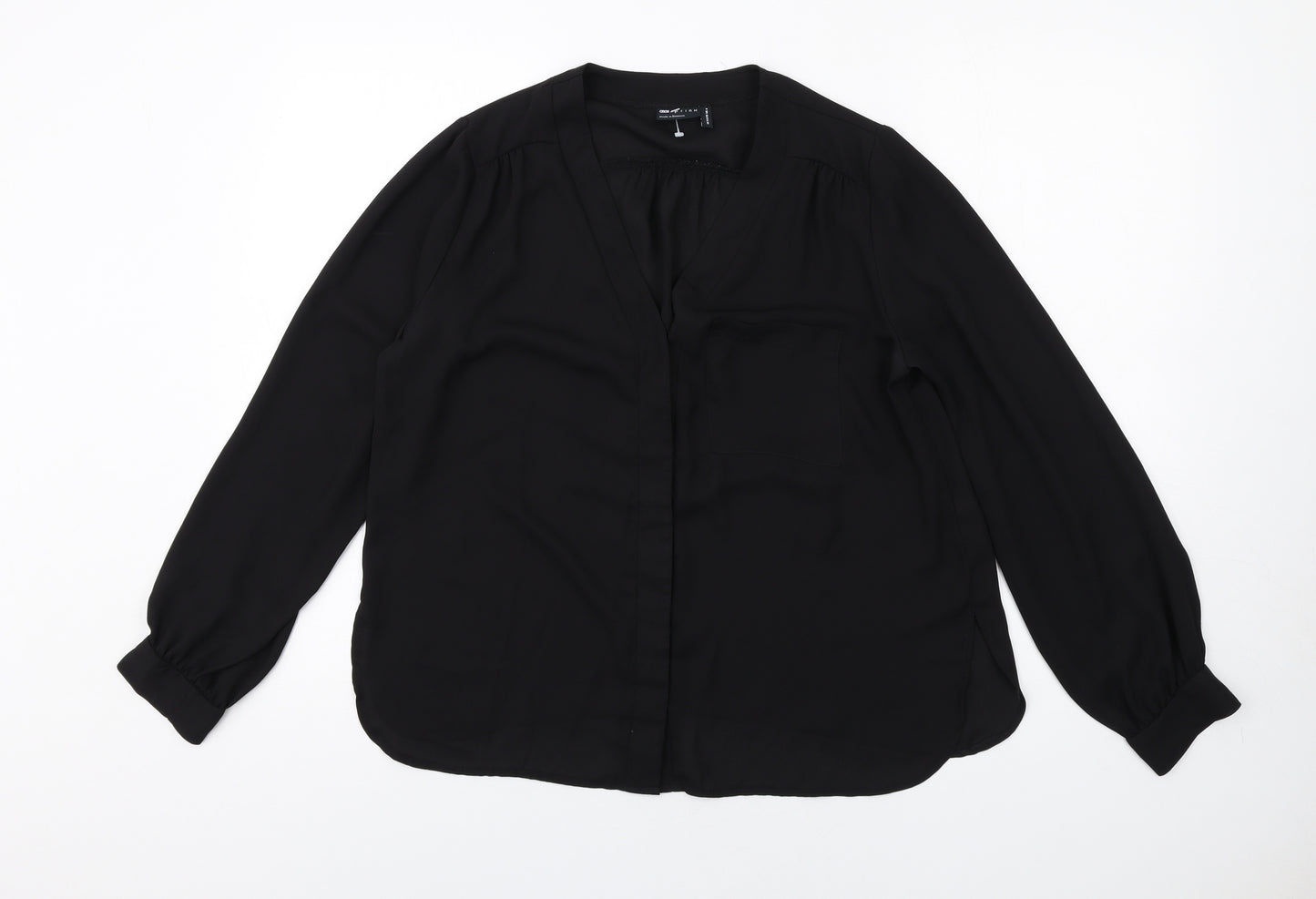 ASOS Womens Black Polyester Basic Button-Up Size 10 V-Neck