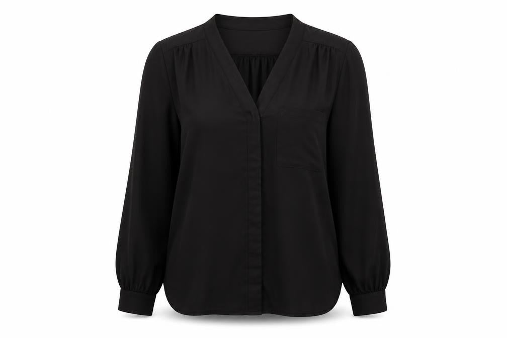 ASOS Womens Black Polyester Basic Button-Up Size 10 V-Neck