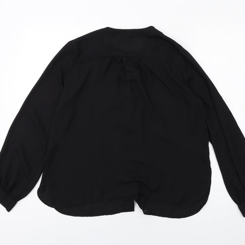 ASOS Womens Black Polyester Basic Button-Up Size 10 V-Neck