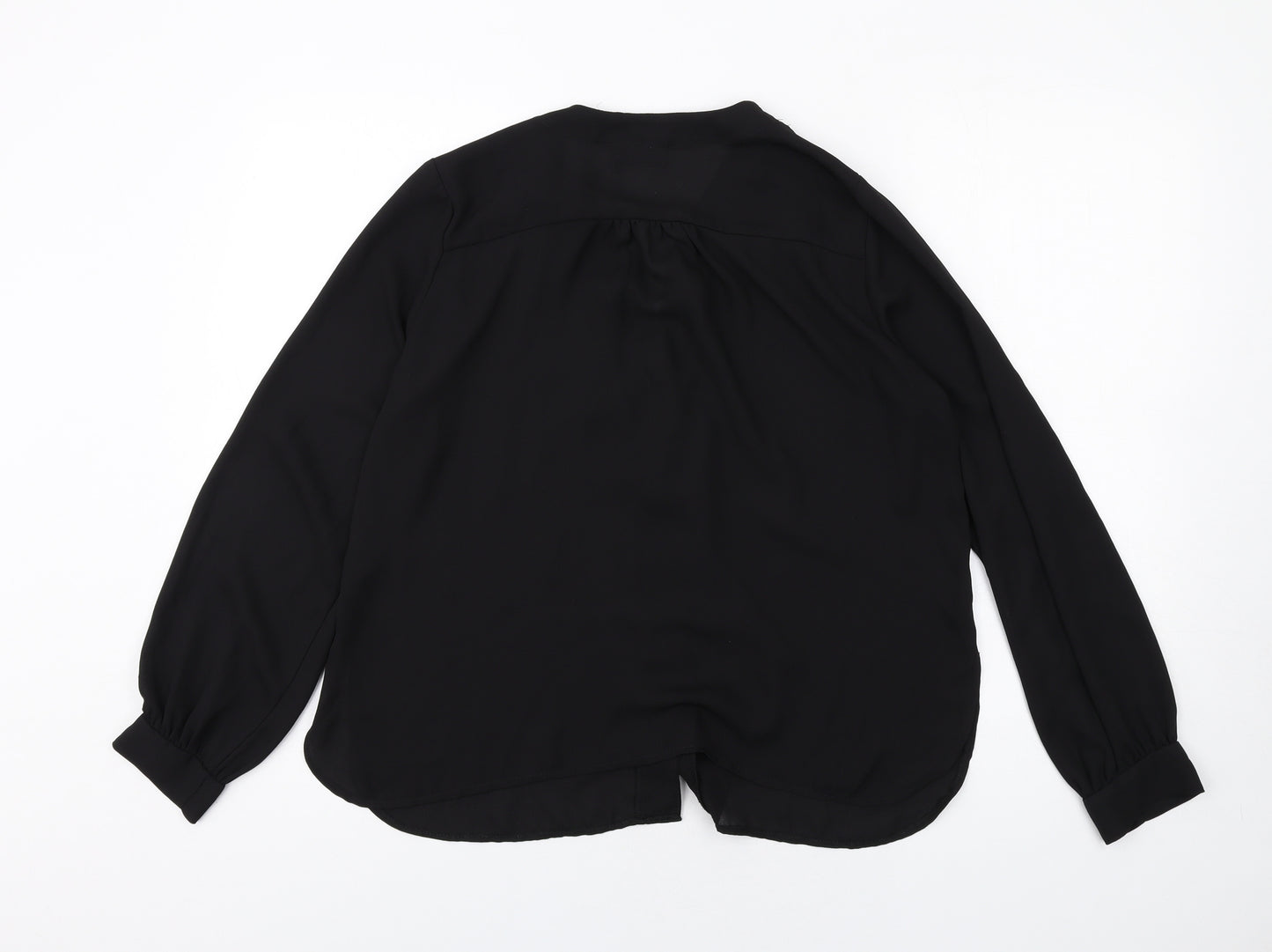 ASOS Womens Black Polyester Basic Button-Up Size 10 V-Neck