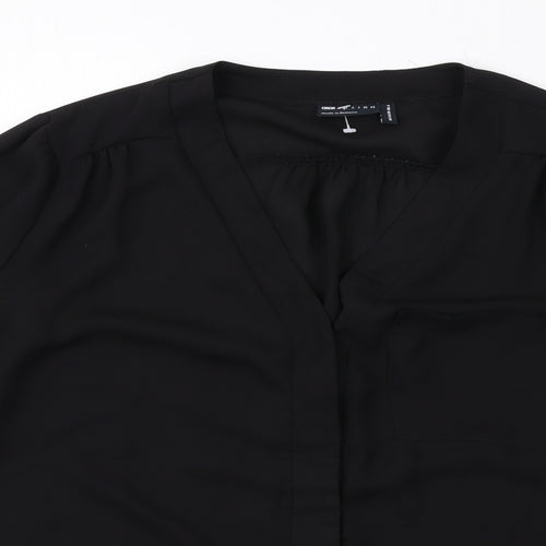 ASOS Womens Black Polyester Basic Button-Up Size 10 V-Neck