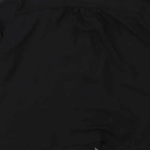 ASOS Womens Black Polyester Basic Button-Up Size 10 V-Neck
