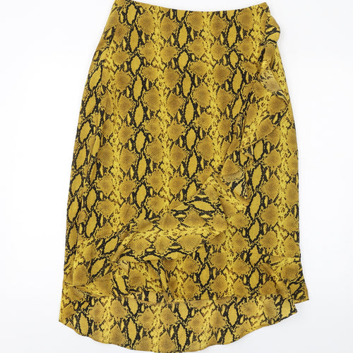 Garcia Womens Yellow Animal Print Polyester A-Line Skirt Size M Zip - Snake Print