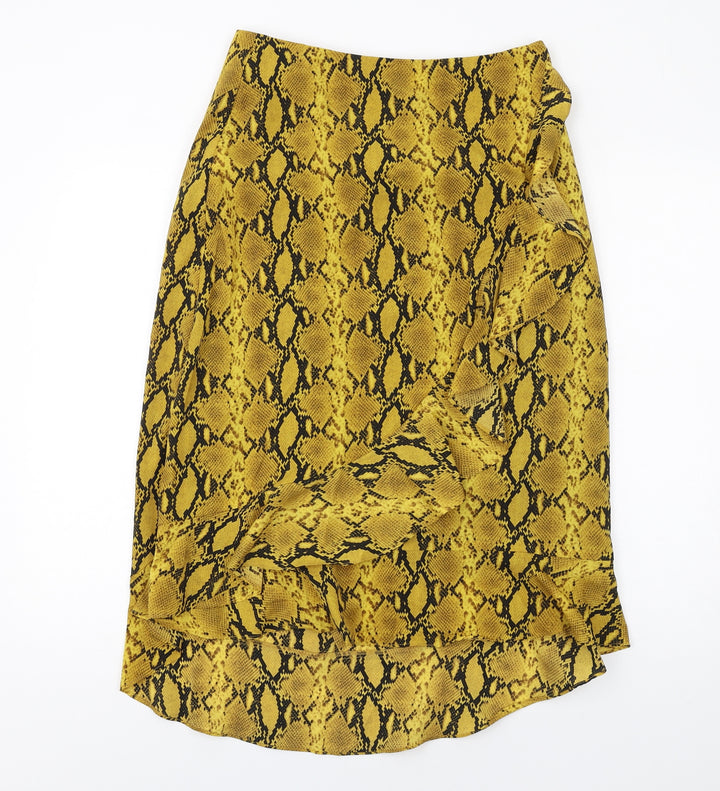 Garcia Womens Yellow Animal Print Polyester A-Line Skirt Size M Zip - Snake Print