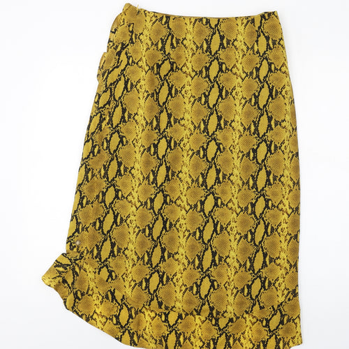 Garcia Womens Yellow Animal Print Polyester A-Line Skirt Size M Zip - Snake Print