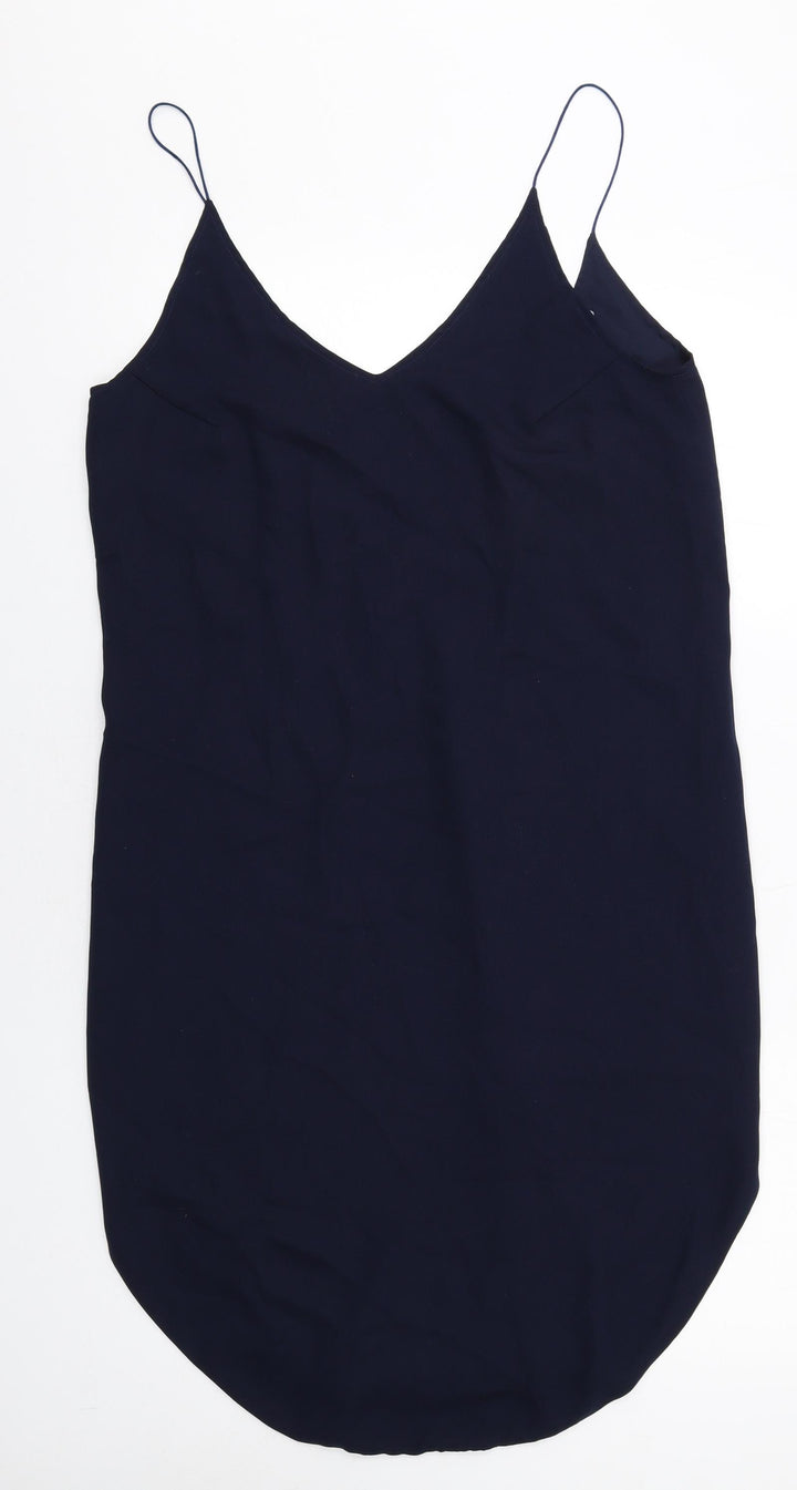 Maurie&Eve Womens Blue Polyester Slip Dress Size 10 V-Neck Pullover