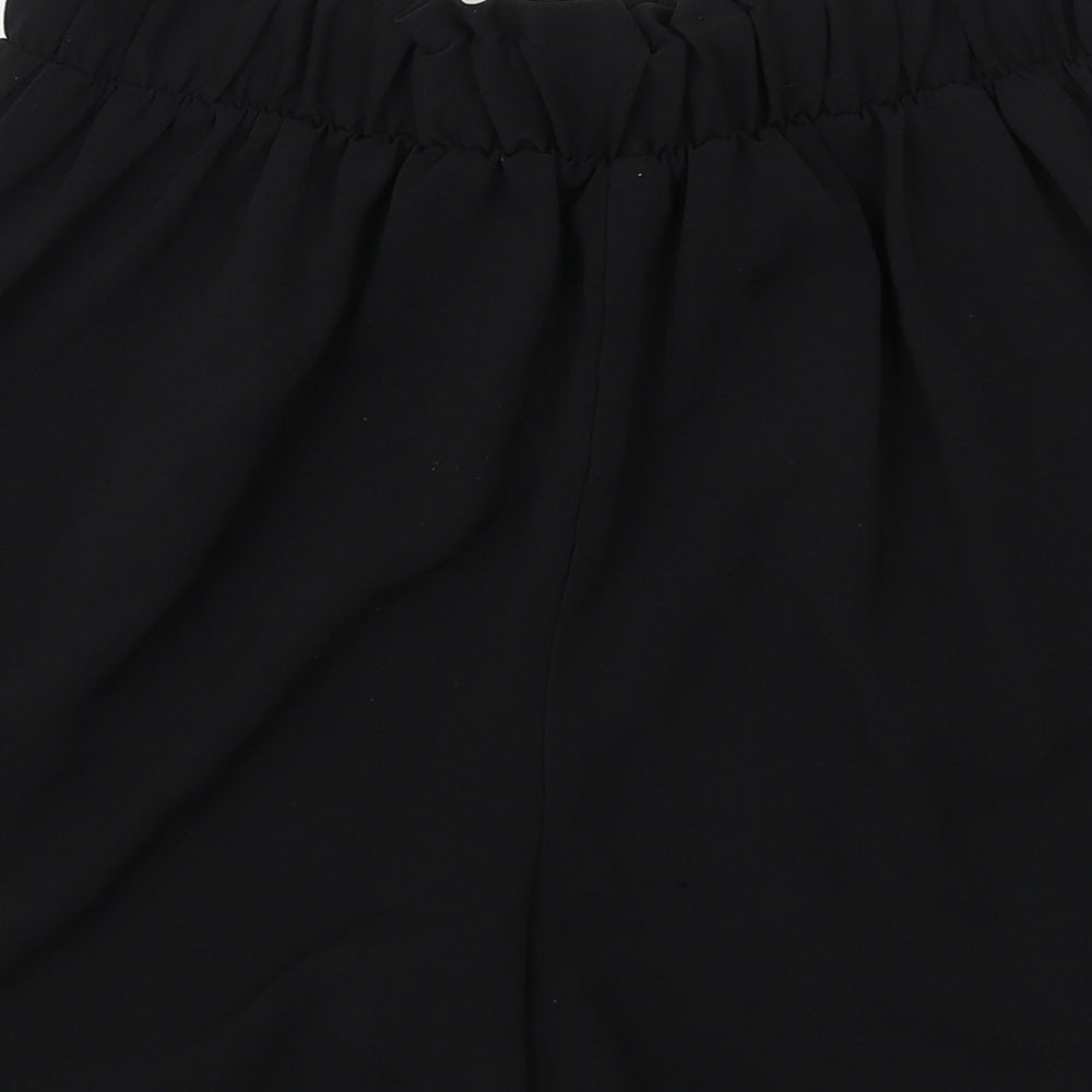 New Look Womens Black Polyester Paperbag Shorts Size 12 Regular Drawstring