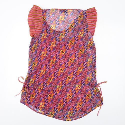 NEXT Womens Multicoloured Geometric Polyester Basic T-Shirt Size 10 Scoop Neck