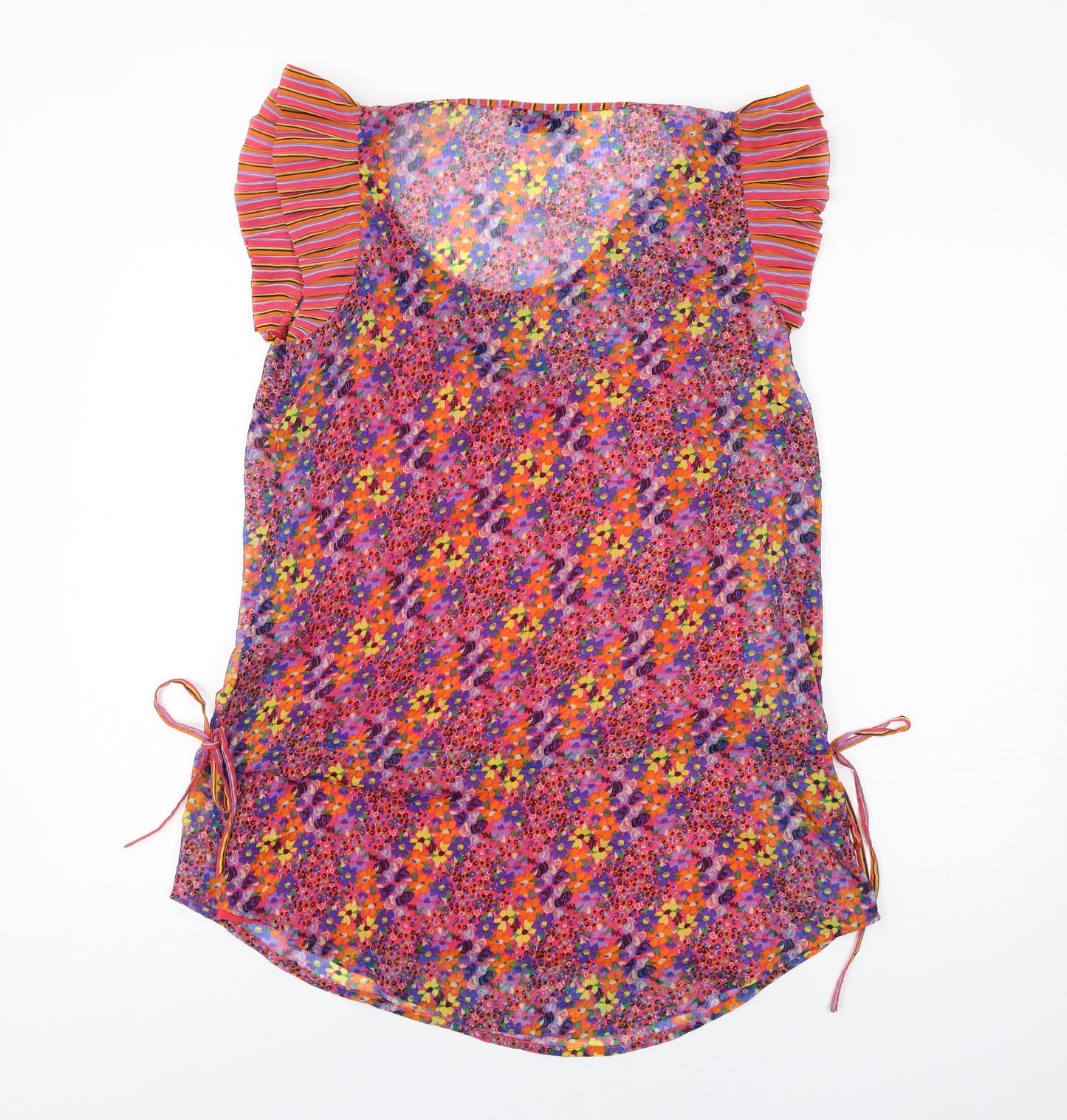 NEXT Womens Multicoloured Geometric Polyester Basic T-Shirt Size 10 Scoop Neck