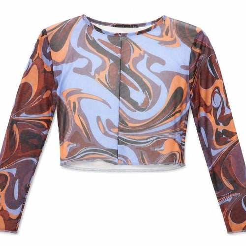 Boohoo Womens Multicoloured Geometric Polyester Cropped T-Shirt Size 12 Round Neck