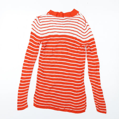 VILA Womens Red Mock Neck Striped Viscose Pullover Jumper Size S
