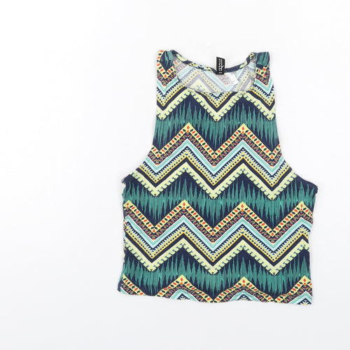 H&M Womens Multicoloured Geometric Cotton Camisole Tank Size S Round Neck