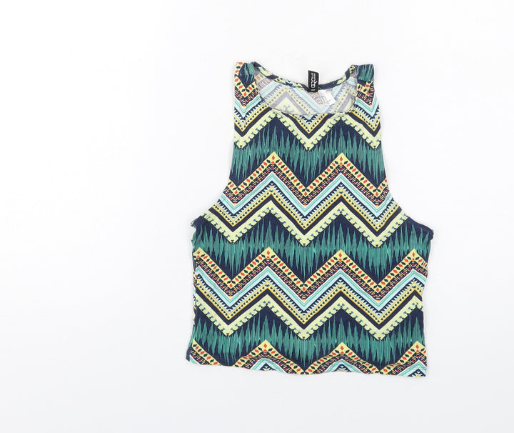 H&M Womens Multicoloured Geometric Cotton Camisole Tank Size S Round Neck