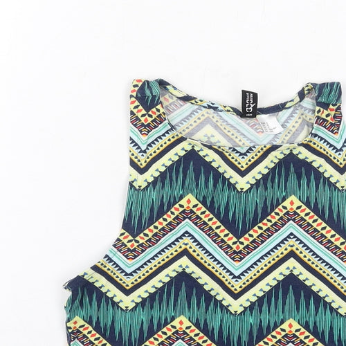 H&M Womens Multicoloured Geometric Cotton Camisole Tank Size S Round Neck