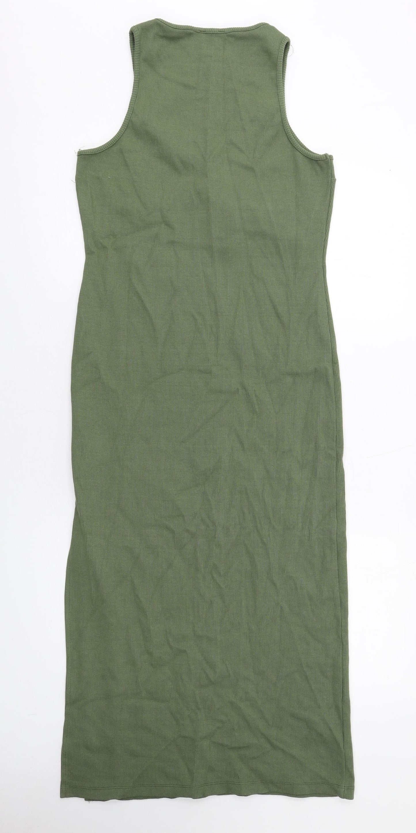 PRETTYLITTLETHING Womens Green Cotton Bodycon Size 14 Round Neck Pullover