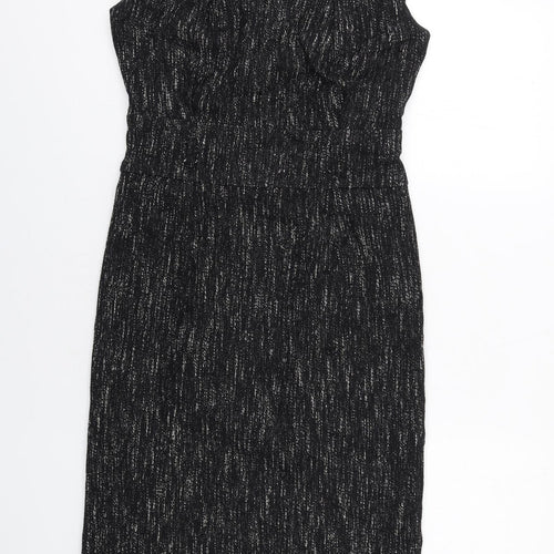 Principles Womens Black Cotton Pencil Dress Size 10 Round Neck Zip