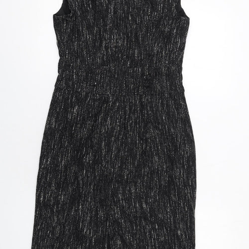 Principles Womens Black Cotton Pencil Dress Size 10 Round Neck Zip