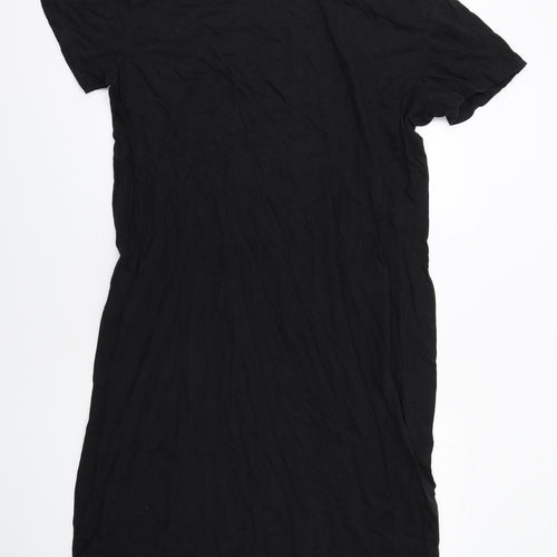 Boohoo Womens Black Cotton T-Shirt Dress Size 16 Round Neck Pullover