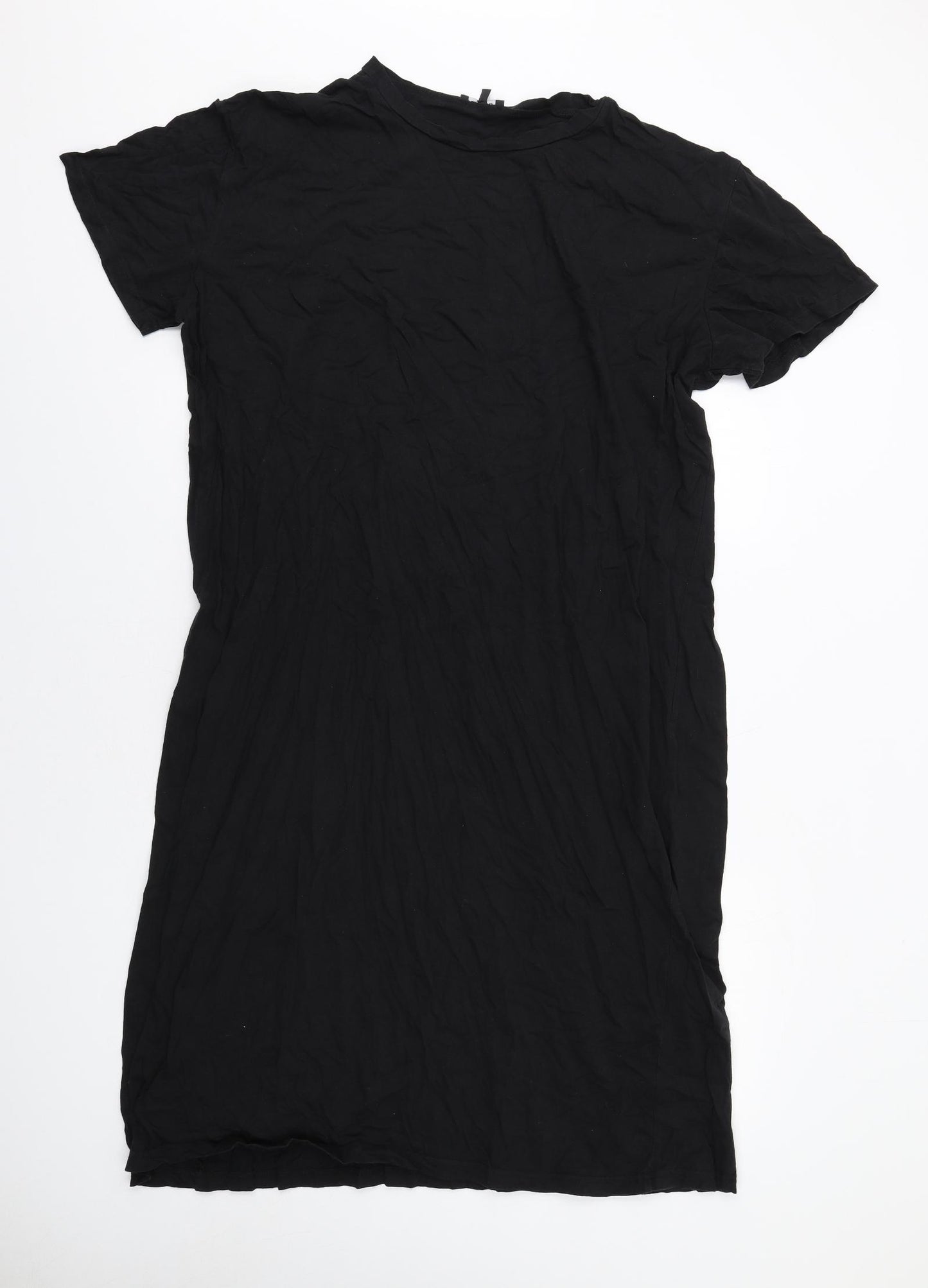 Boohoo Womens Black Cotton T-Shirt Dress Size 16 Round Neck Pullover