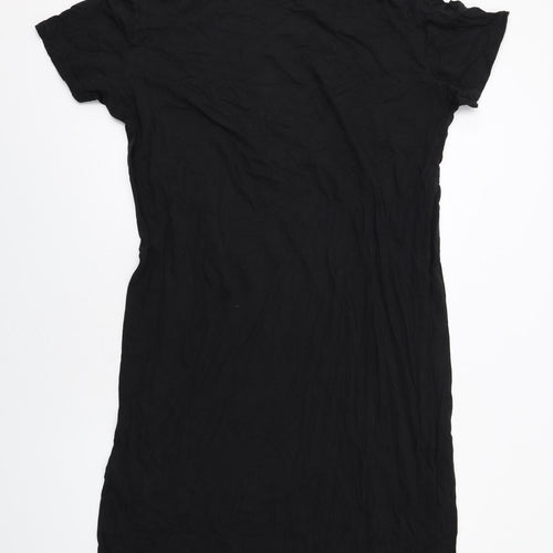 Boohoo Womens Black Cotton T-Shirt Dress Size 16 Round Neck Pullover