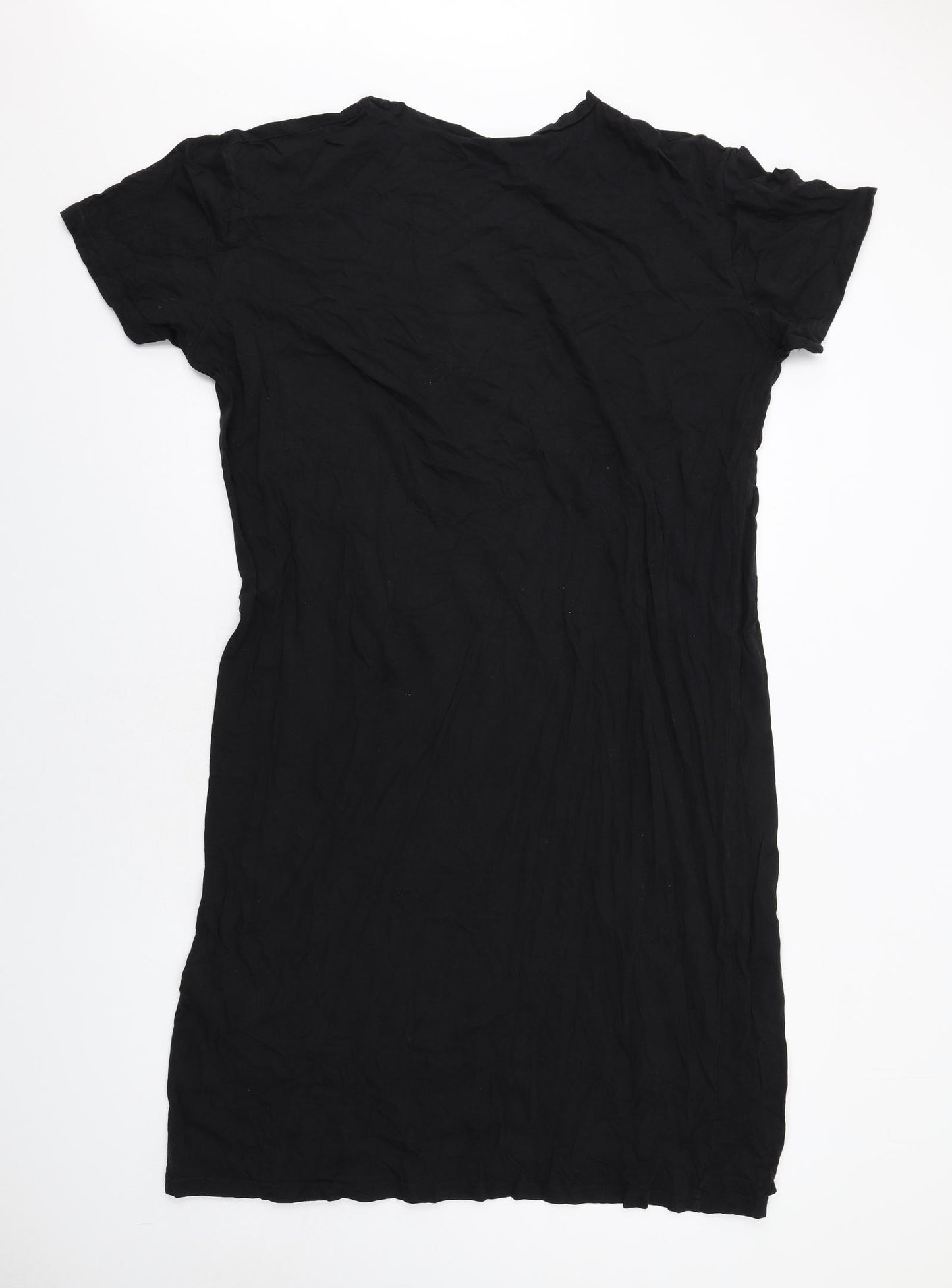 Boohoo Womens Black Cotton T-Shirt Dress Size 16 Round Neck Pullover