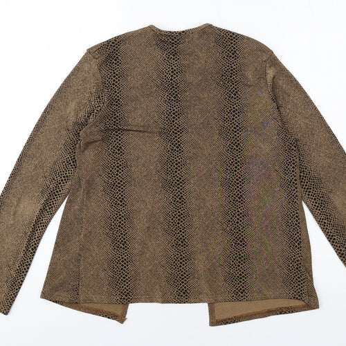 Sky Womens Brown Geometric Polyester Basic T-Shirt Size M Round Neck