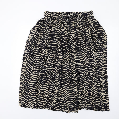 Orvis Womens Black Geometric Viscose A-Line Skirt Size L Drawstring