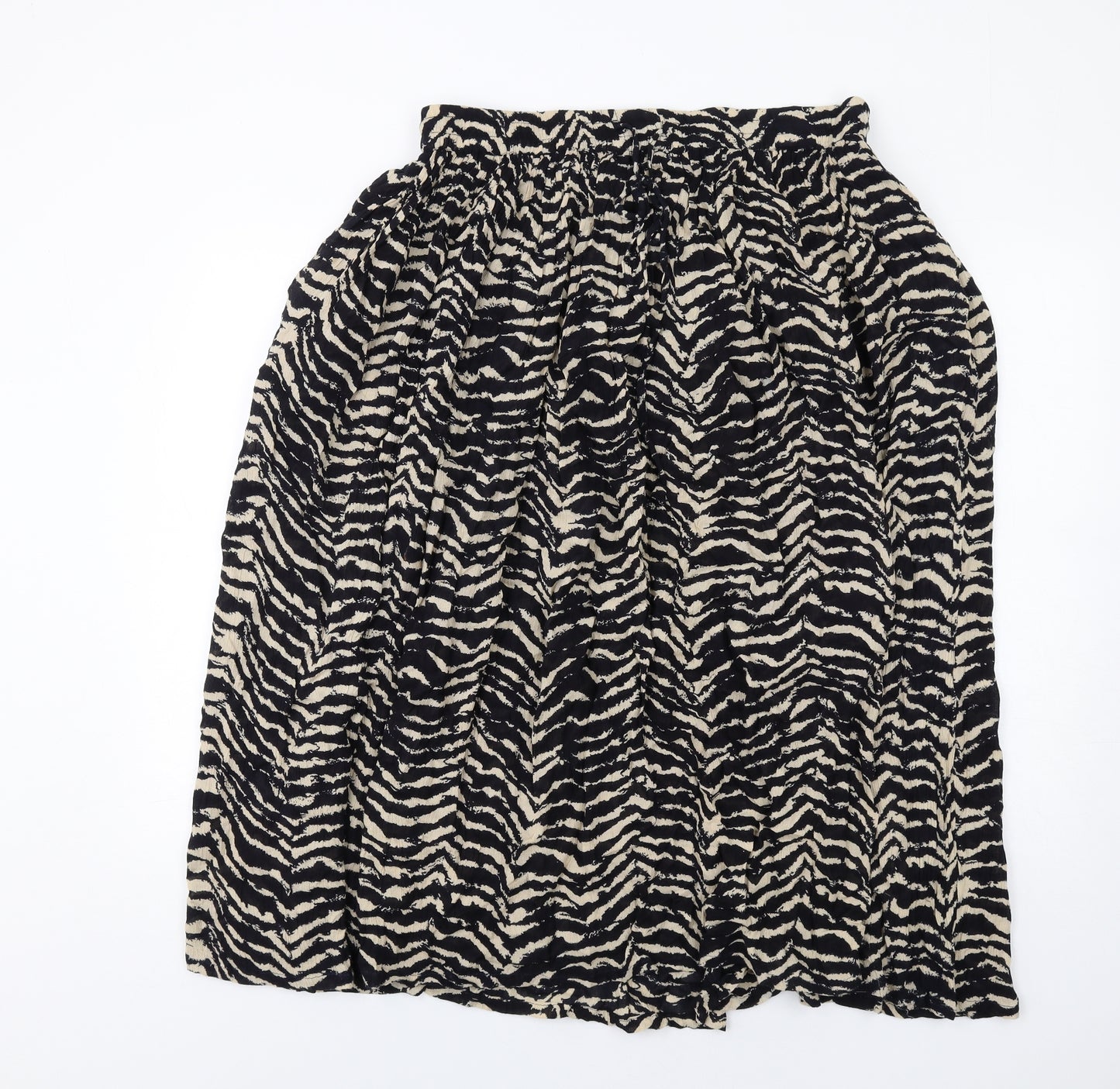 Orvis Womens Black Geometric Viscose A-Line Skirt Size L Drawstring
