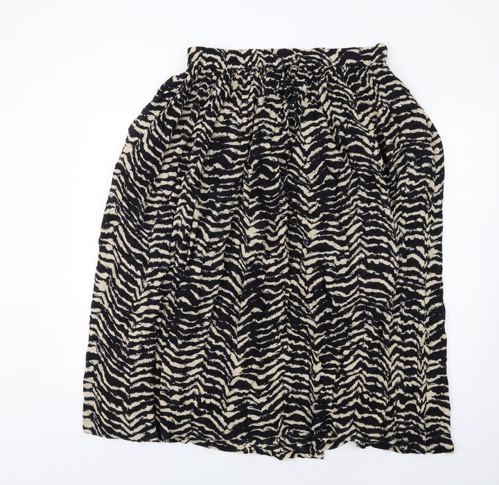 Orvis Womens Black Geometric Viscose A-Line Skirt Size L Drawstring