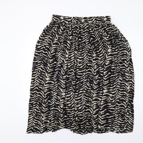 Orvis Womens Black Geometric Viscose A-Line Skirt Size L Drawstring