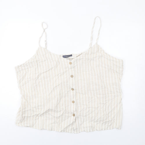Studio Womens Beige Striped Viscose Camisole T-Shirt Size 24 V-Neck