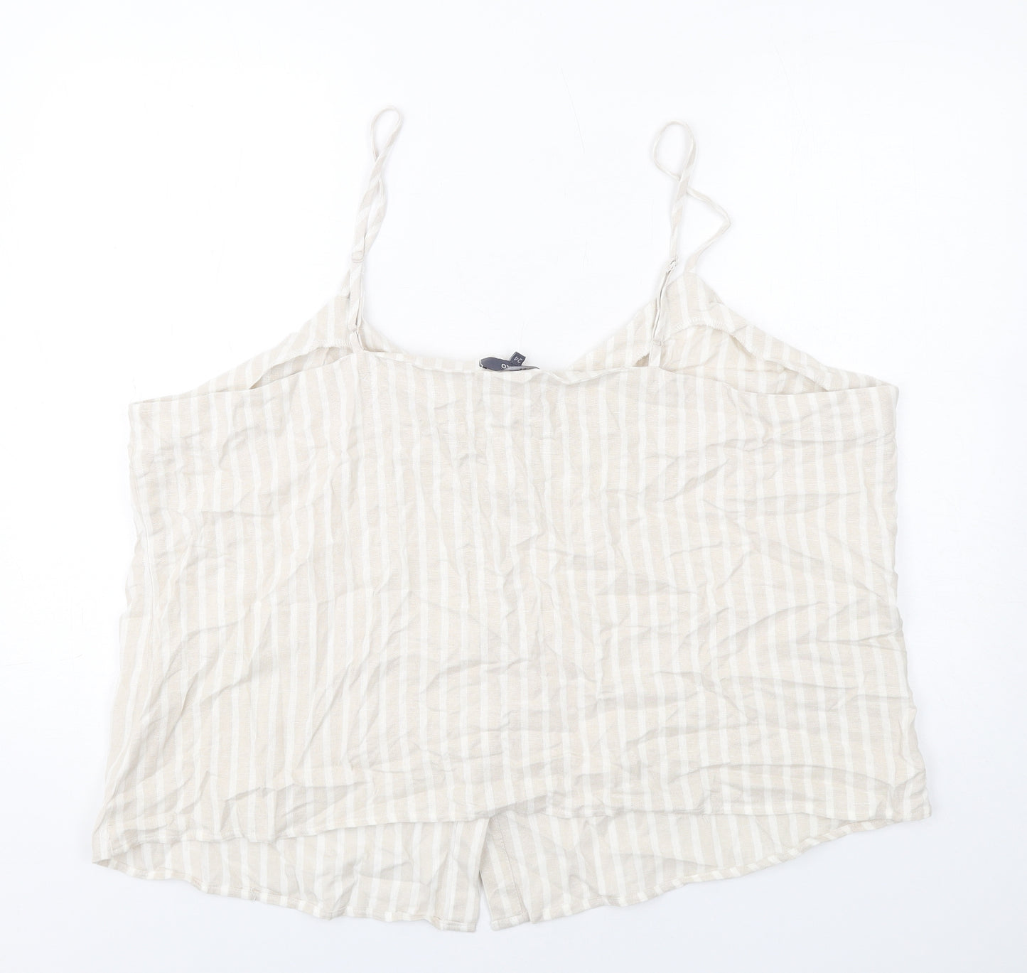 Studio Womens Beige Striped Viscose Camisole T-Shirt Size 24 V-Neck