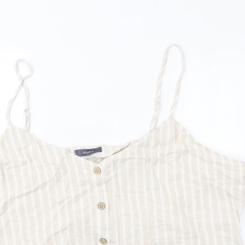 Studio Womens Beige Striped Viscose Camisole T-Shirt Size 24 V-Neck