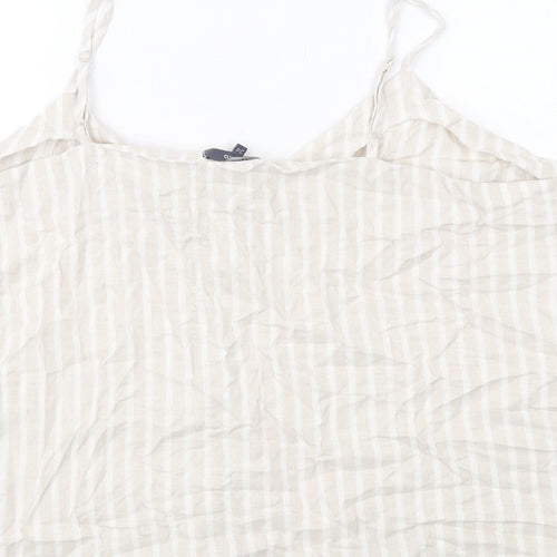 Studio Womens Beige Striped Viscose Camisole T-Shirt Size 24 V-Neck