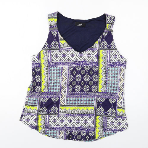 Wallis Womens Multicoloured Geometric Viscose Basic Tank Size 14 Scoop Neck